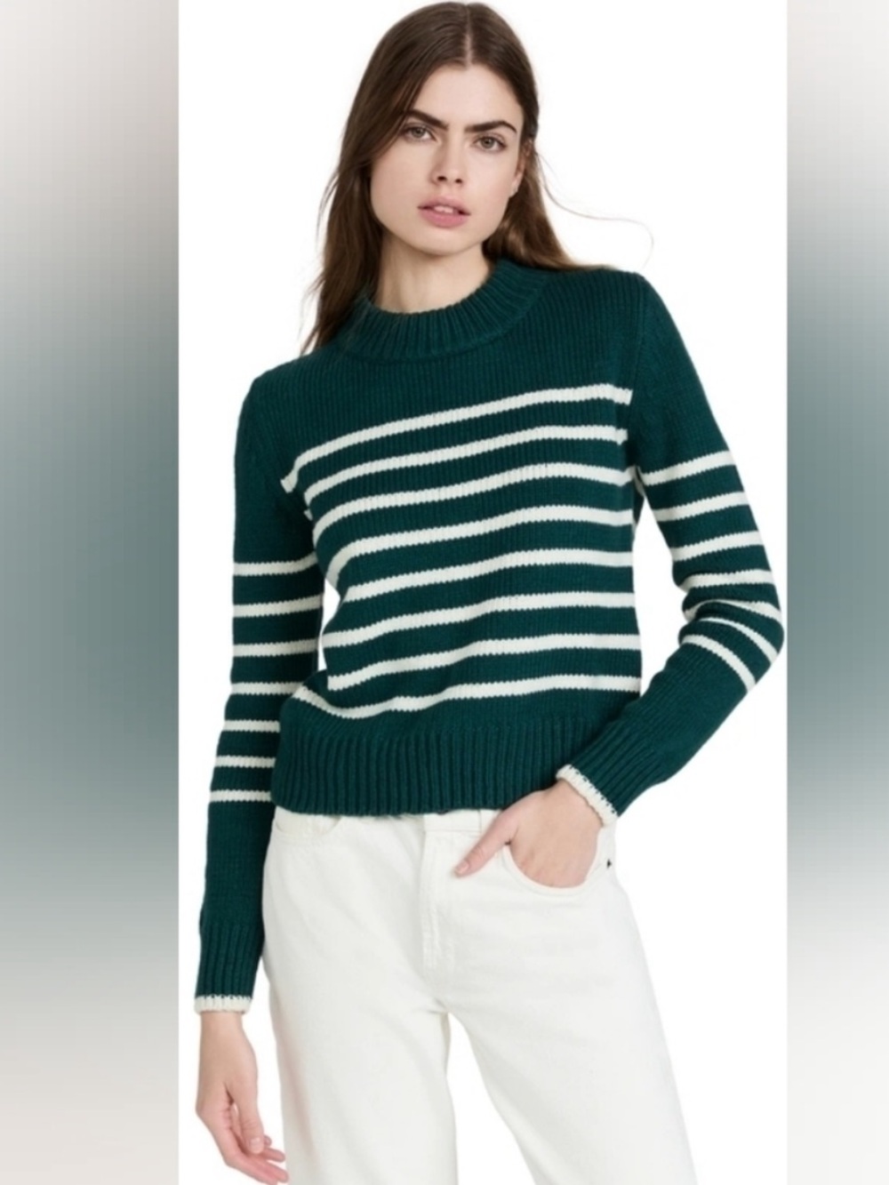 Faherty Green Striped Sweater
